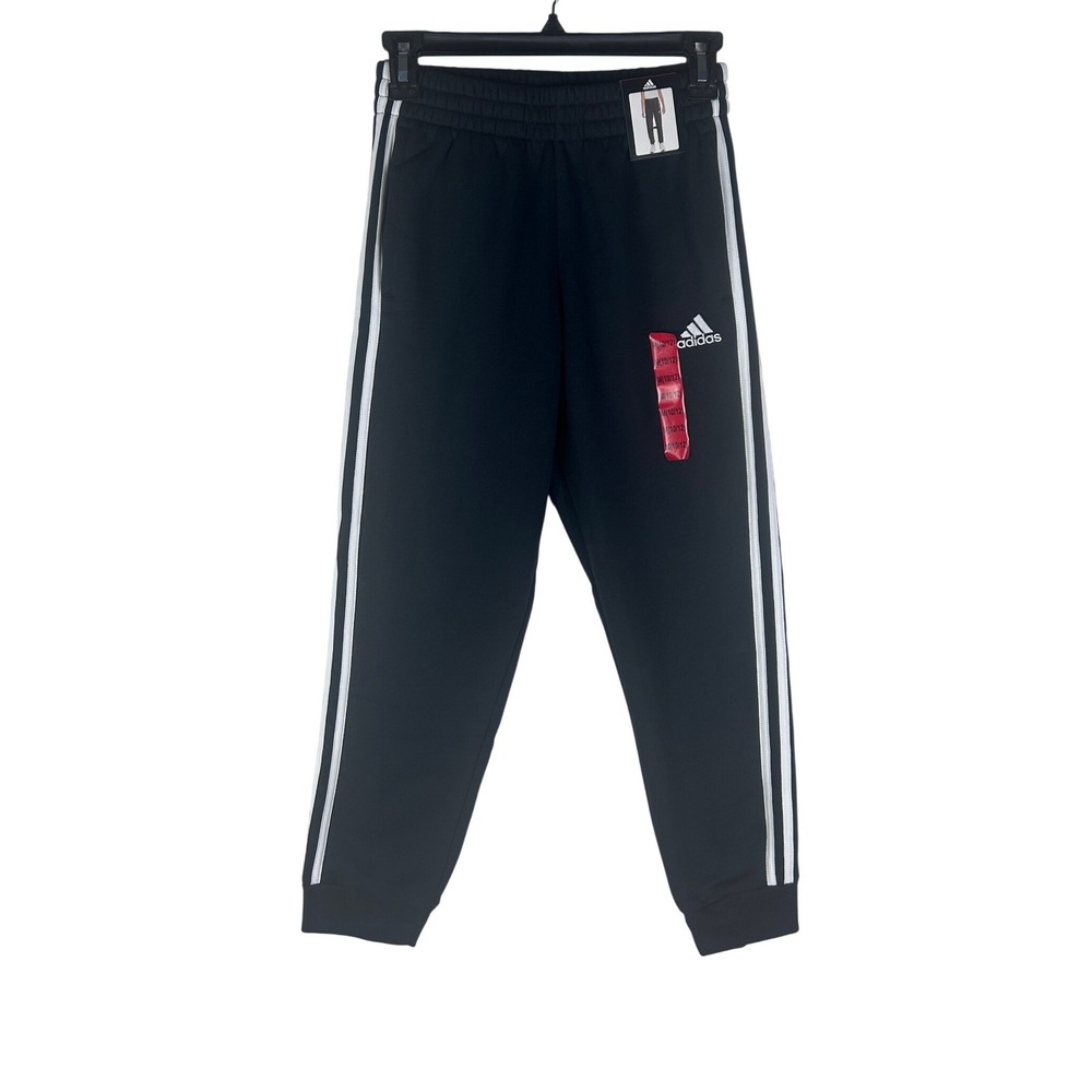 Adidas Boys Black 3-Stripe Jogger‎ Sweatpants Kids Size Medium 10/12 NEW